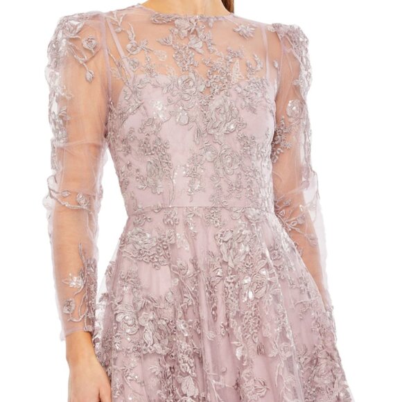MAC DUGGAL 50664 EMBROIDERED ILLUSIONS HIGH NECK LILAC GOWN sz  10 - Picture 2 of 3